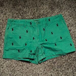 Ralph Lauren Green Bermuda Shorts with Embroidered Design